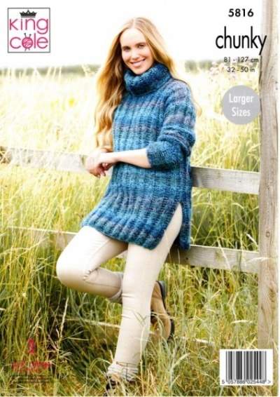 Knitting Pattern - King Cole 5816 - Autumn Chunky - Ladies Sweater and Tunic